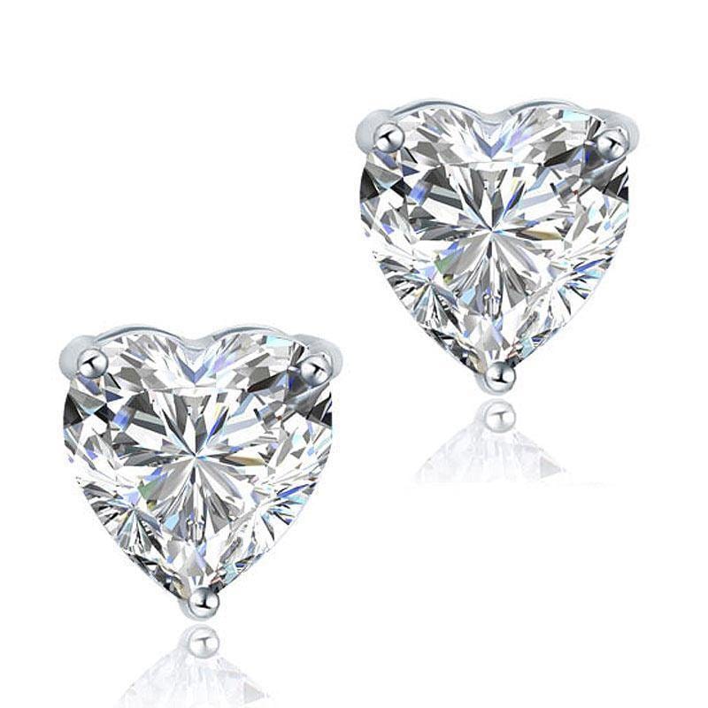 My Jewels Silver Earrings 8 mm X 8 mm Heart Diamond Stud Silver Earrings