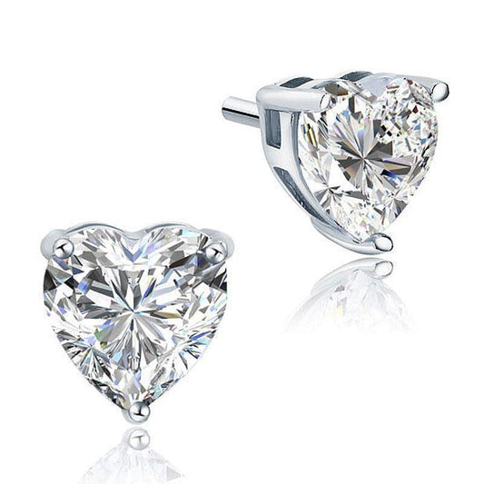 My Jewels Silver Earrings 8 mm X 8 mm Heart Diamond Stud Silver Earrings