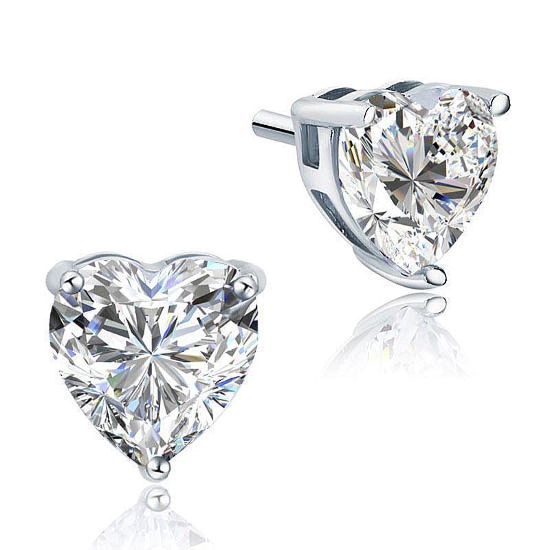 My Jewels Silver Earrings 8 mm X 8 mm Heart Diamond Stud Silver Earrings