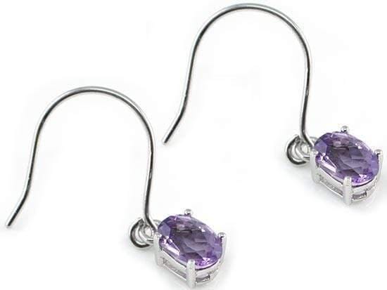 My Jewels Silver Earrings Length: 2.8 cm Purple Amethyst Dangle Silver Earrings