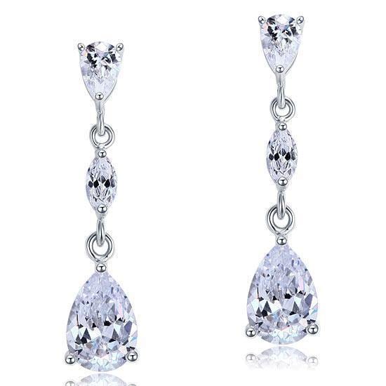 My Jewels Silver Earrings Length: 3.3 cm Stone Dangle Sterling 925 Earrings