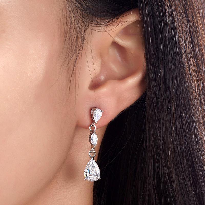 My Jewels Silver Earrings Length: 3.3 cm Stone Dangle Sterling 925 Earrings