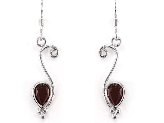 My Jewels Silver Earrings Length: 3.8 cm Genuine Garnet 925 Sterling Silver Earrings