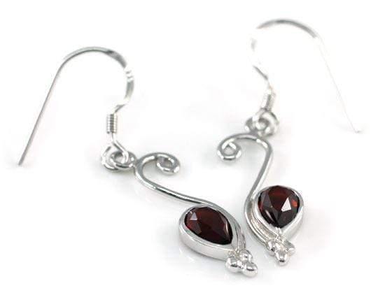 My Jewels Silver Earrings Length: 3.8 cm Genuine Garnet 925 Sterling Silver Earrings