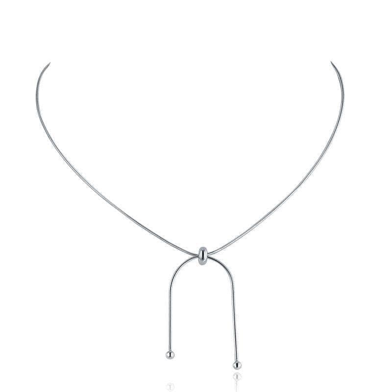 Wee Luxury Silver Necklaces 14.5" - 16.5" (37 cm - 42 cm) Adjustable / Silver Customizable Fashionable Sterling Silver Necklace