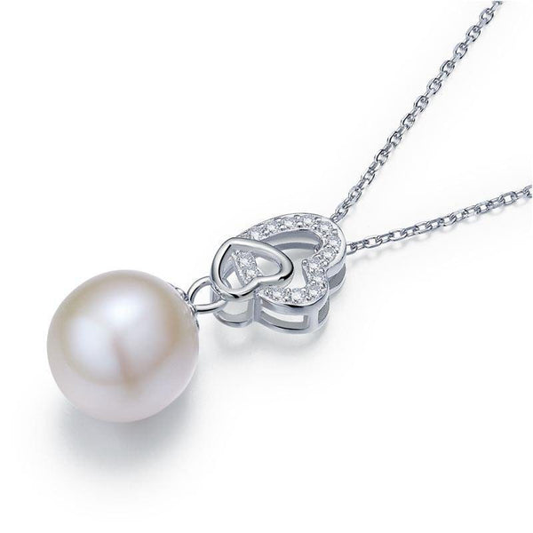 My Jewels Silver Necklaces 16" -18" (40 - 45 cm) Adjustable Freshwater Pearl Heart Silver Necklaces
