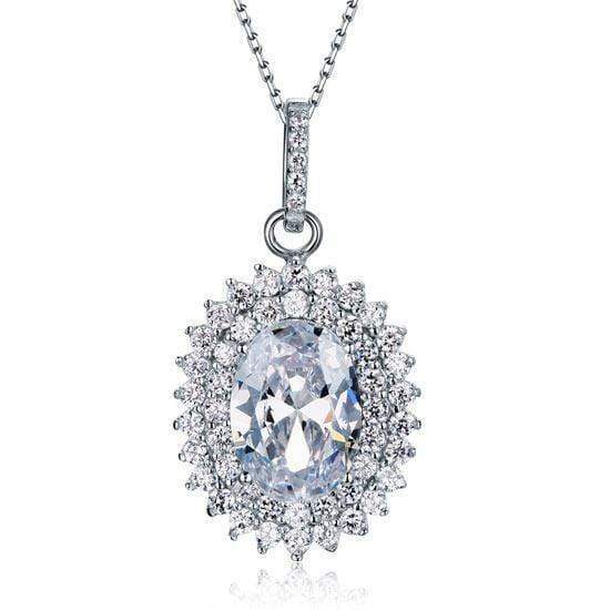 My Jewels Silver Necklaces 18" (45.7 cm) including the clasp Oval Cut Diamond Silver Necklaces