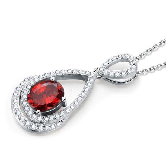 My Jewels Silver Necklaces 18" (45.7 cm) including the clasp Oval Cut Ruby Sterling Silver Women Necklace