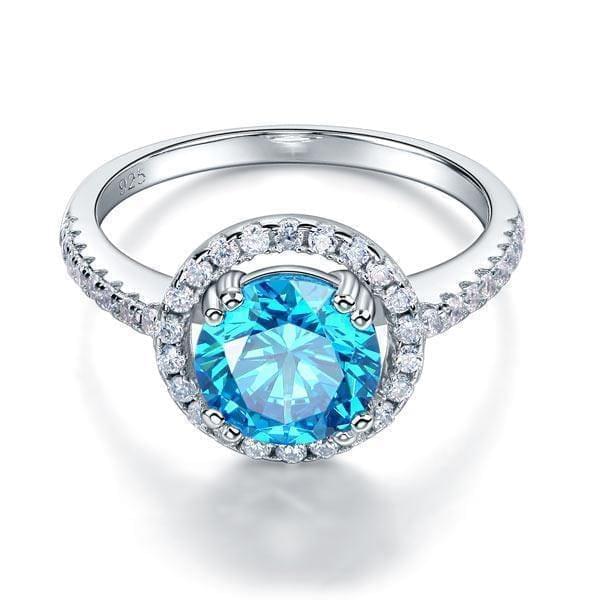 My Jewels Silver Rings 2 Carat Fancy Blue Created Diamond Ring