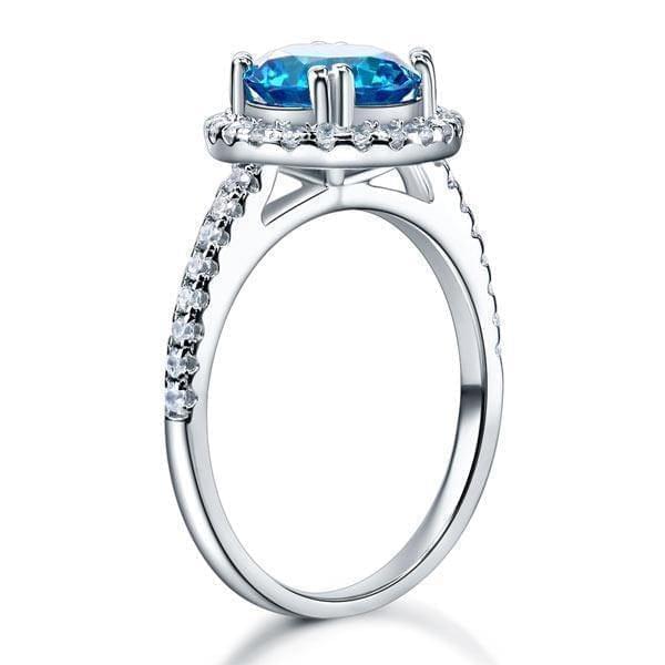 My Jewels Silver Rings 2 Carat Fancy Blue Created Diamond Ring