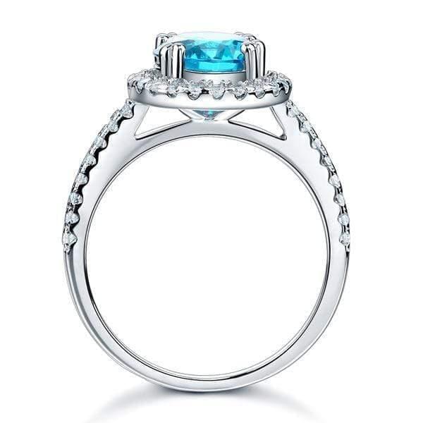 My Jewels Silver Rings 2 Carat Fancy Blue Created Diamond Ring