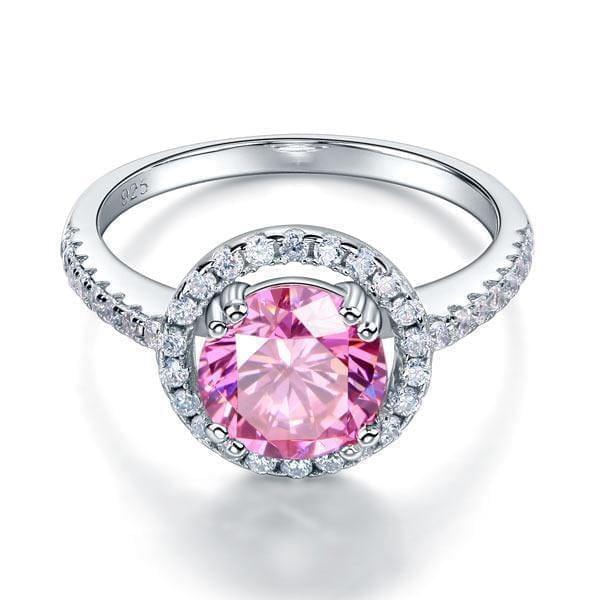 My Jewels Silver Rings 2 Carat Fancy Pink Created Diamond Ring
