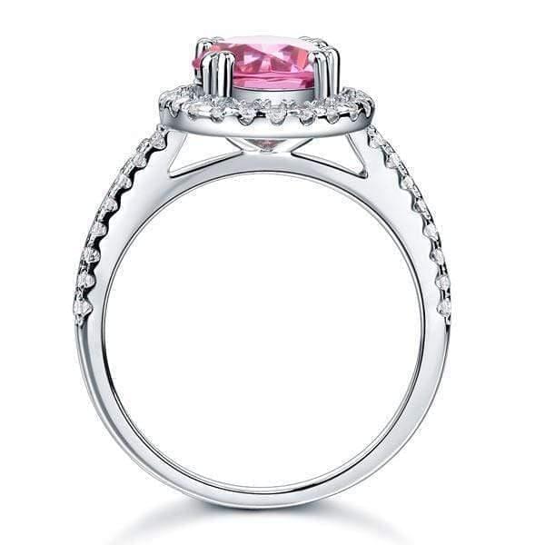 My Jewels Silver Rings 2 Carat Fancy Pink Created Diamond Ring