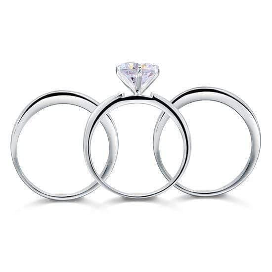 My Jewels Silver Rings 2 Carat Simulated Bridal Ring Set