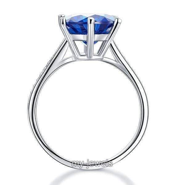 My Jewels Silver Rings Blue Created Diamond Ring