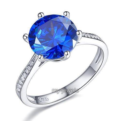 My Jewels Silver Rings Size 5 (UK size J1/2) Blue Created Diamond Ring