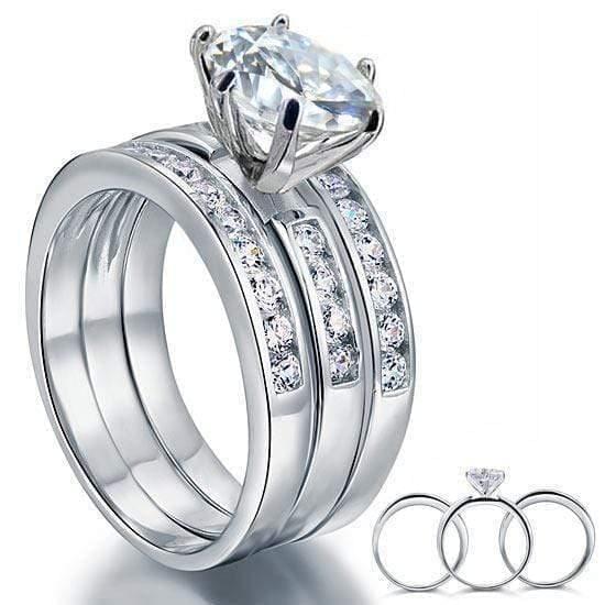 My Jewels Silver Rings Size 6 2 Carat Simulated Bridal Ring Set