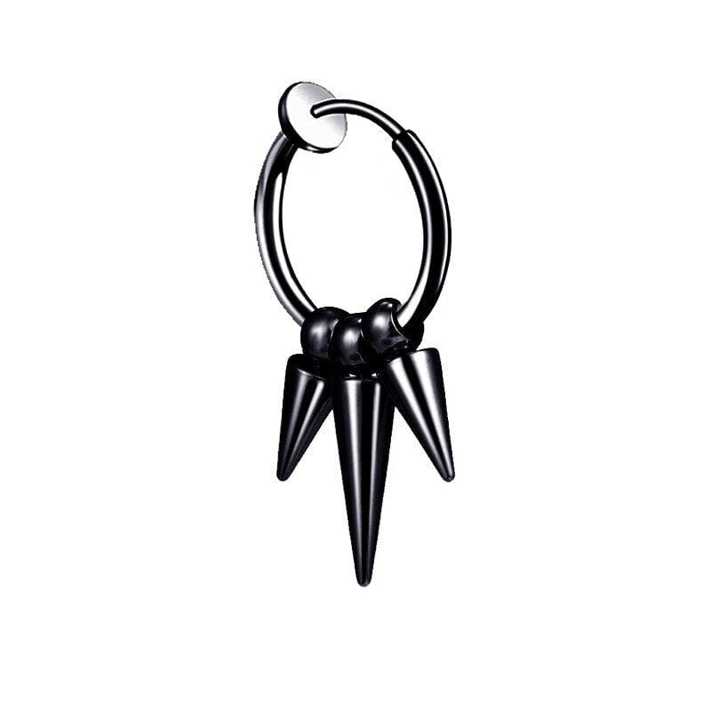 Circle Cone Tip Rivet Spike Hoop Unique Earrings 15 No Pierced Black