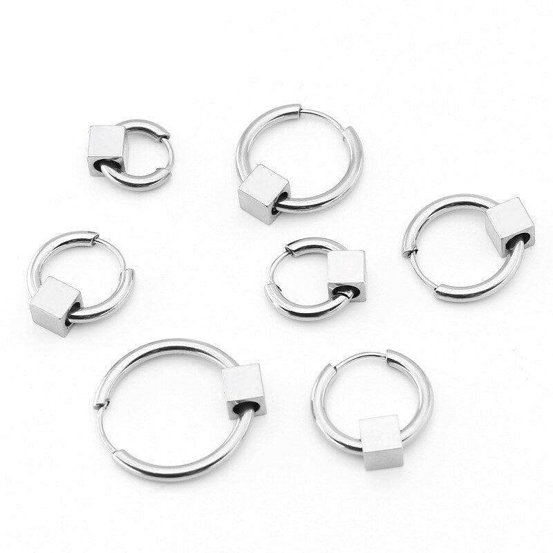 Fashion Small Cube Square Huggie Earrings