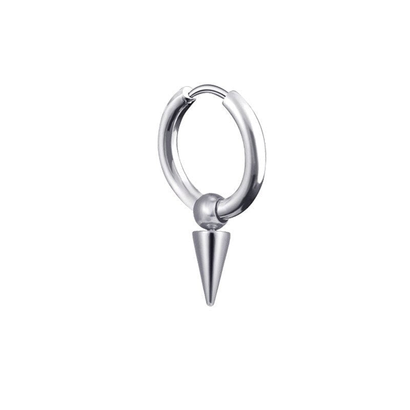 Circle Cone Tip Rivet Spike Hoop Unique Earrings 2 Pierced Silver