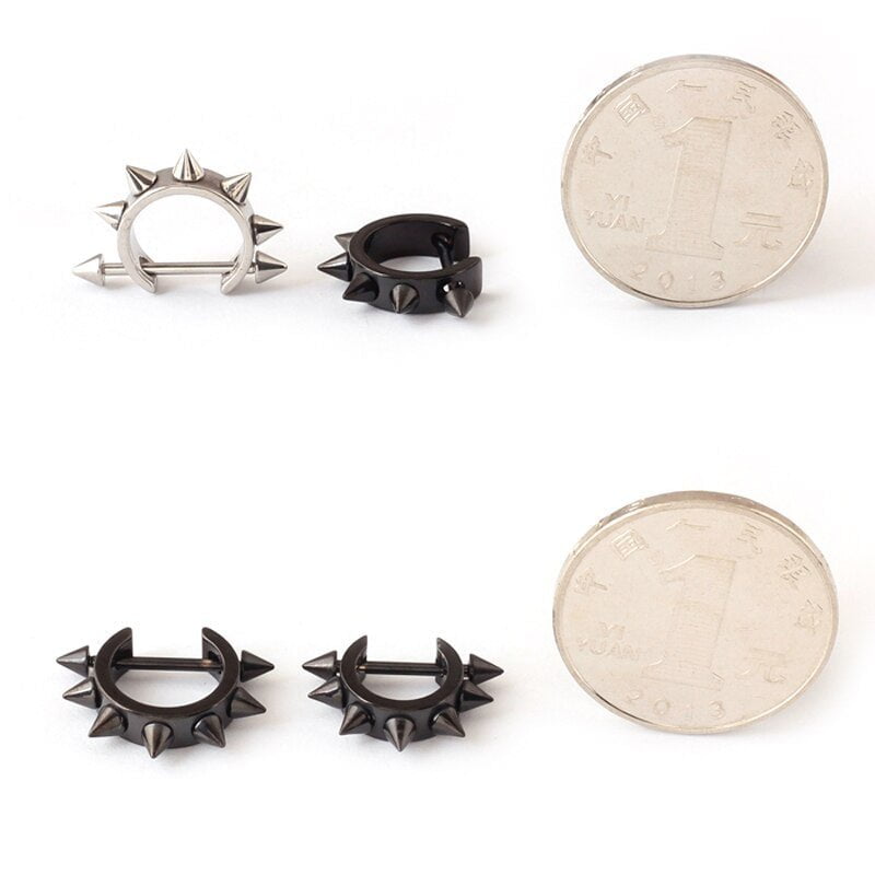 D-shaped Punk Rock Men Hoop Earrings