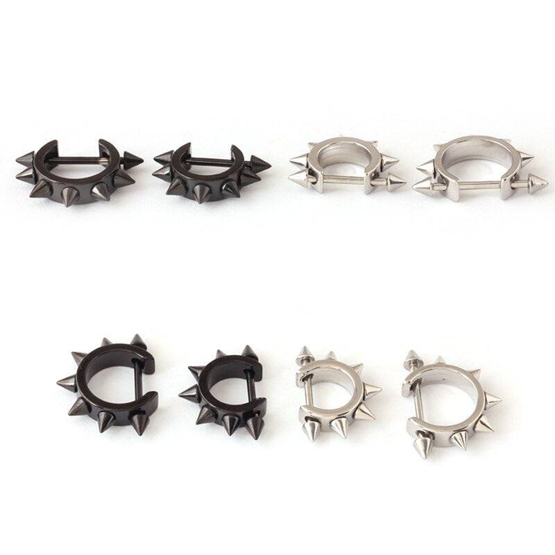 D-shaped Punk Rock Men Hoop Earrings