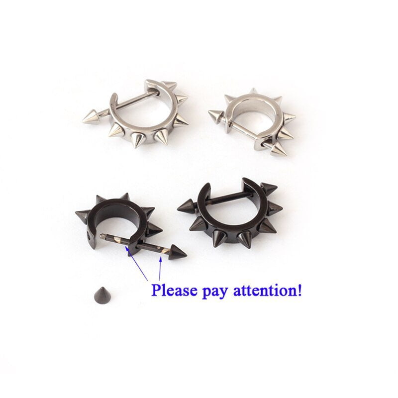 D-shaped Punk Rock Men Hoop Earrings