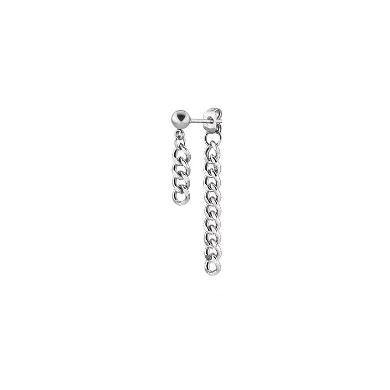 Korean Fashion Style Stud Chain Earrings 3 Silver Color