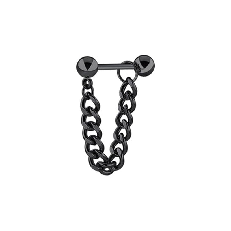Korean Fashion Style Stud Chain Earrings 4 Black Color