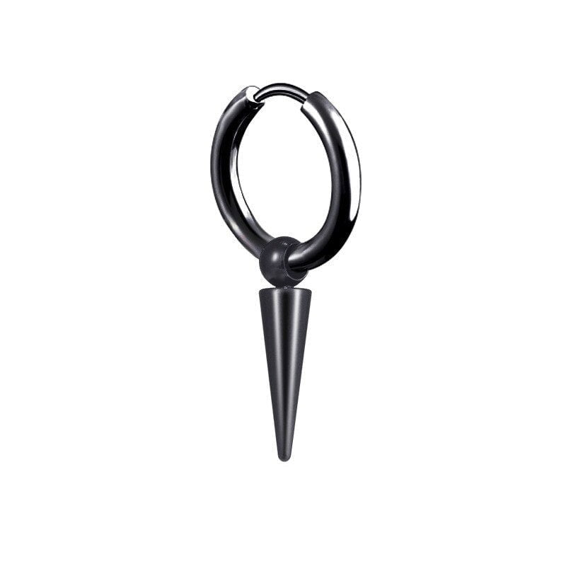 Circle Cone Tip Rivet Spike Hoop Unique Earrings 5 Pierced Black