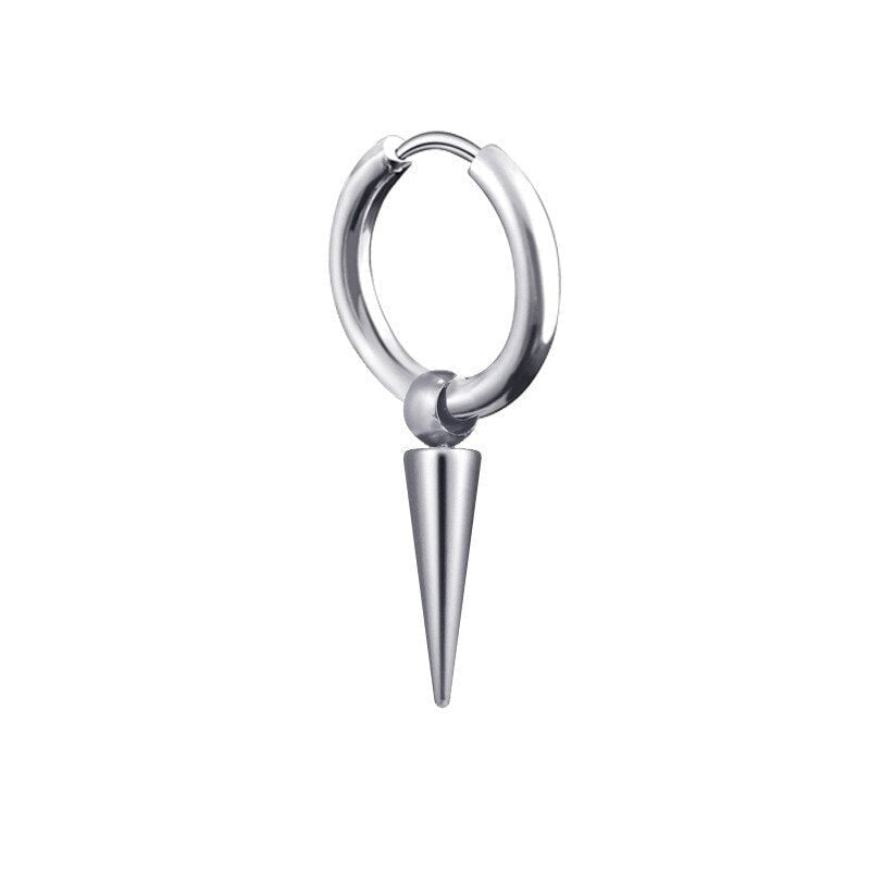 Circle Cone Tip Rivet Spike Hoop Unique Earrings 6 Pierced Silver