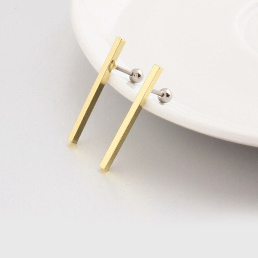 Tiny Simple Square T Shape Unique Earrings