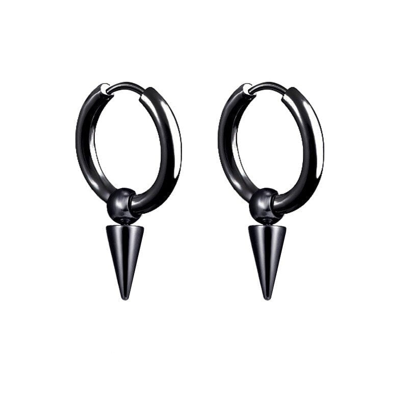 Circle Cone Tip Rivet Spike Hoop Unique Earrings