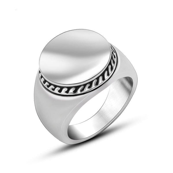 Retro High Polished Cool Ring for Men Steel Color