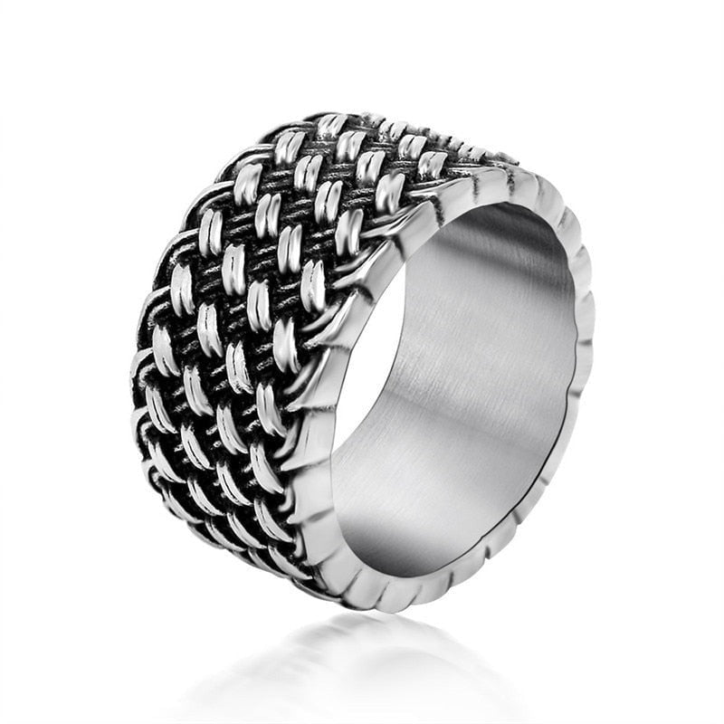 Vintage Stainless Steel Interwoven Men Finger Ring Steel