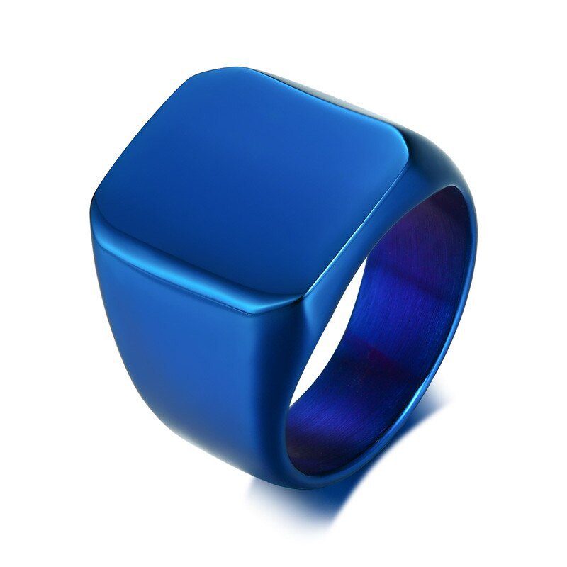 Plated Top Seal Stylish Stainless Steel Rings Blue Color