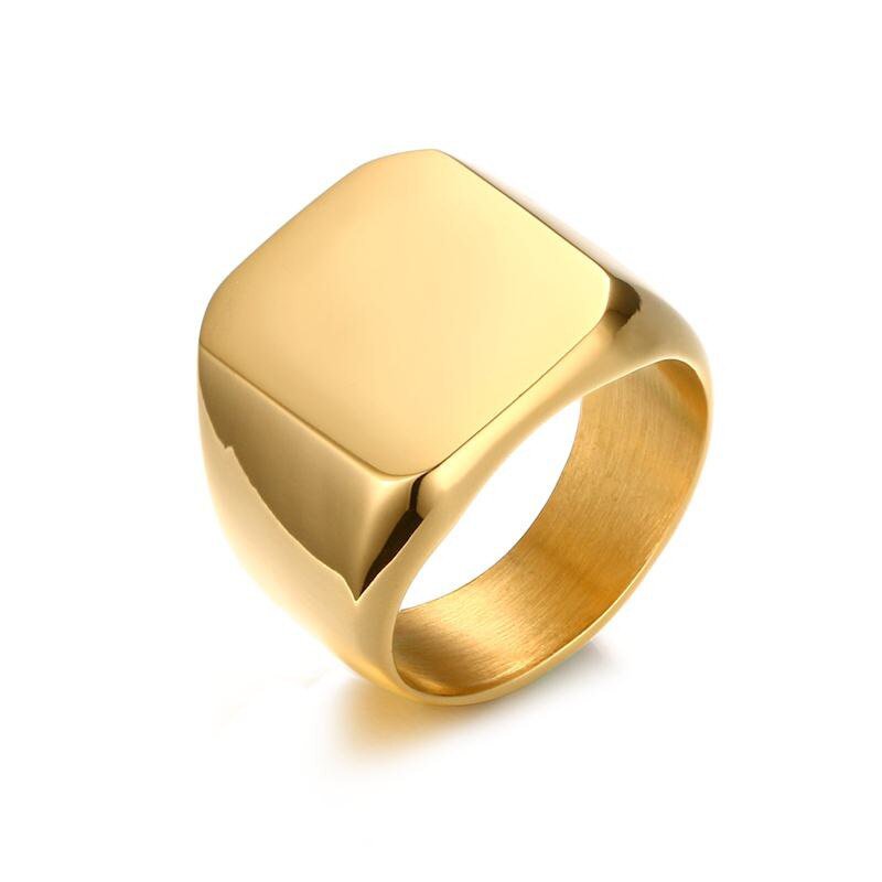 Plated Top Seal Stylish Stainless Steel Rings Gold Color