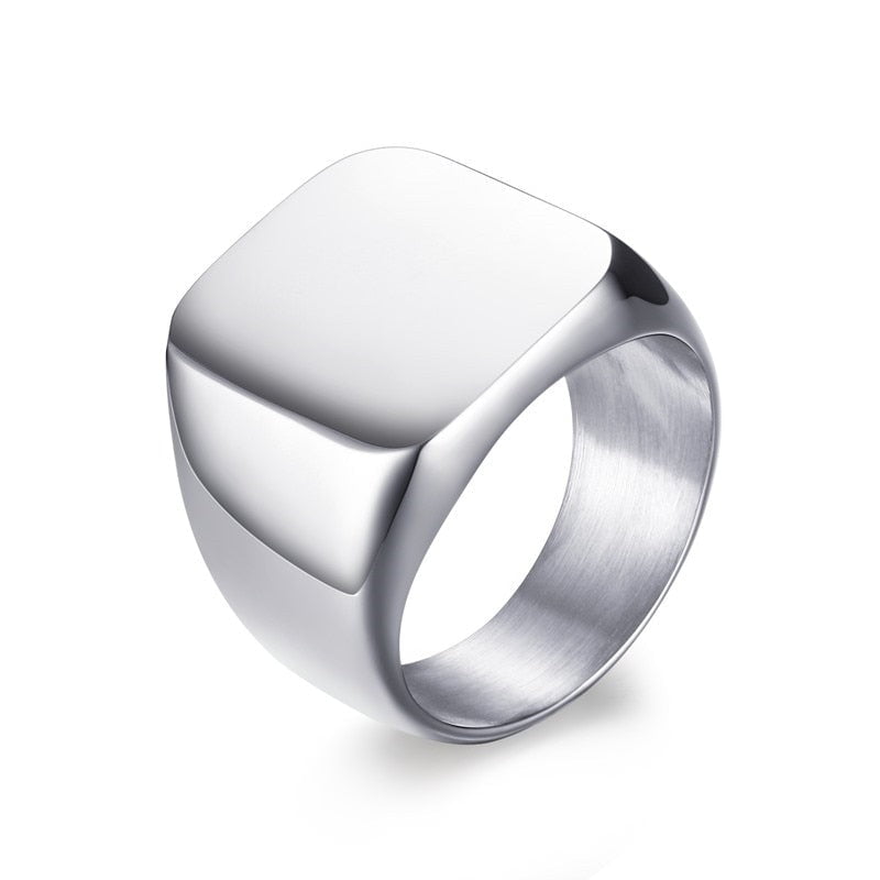 Plated Top Seal Stylish Stainless Steel Rings Silver Color