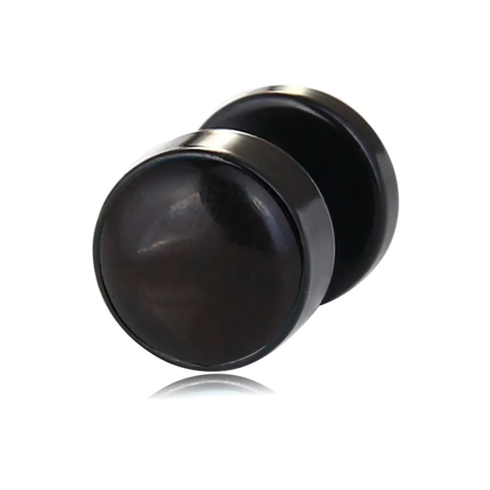 Wee Luxury Black Small Stainless Steel Zircon Stud Earring For Men Dumbbell