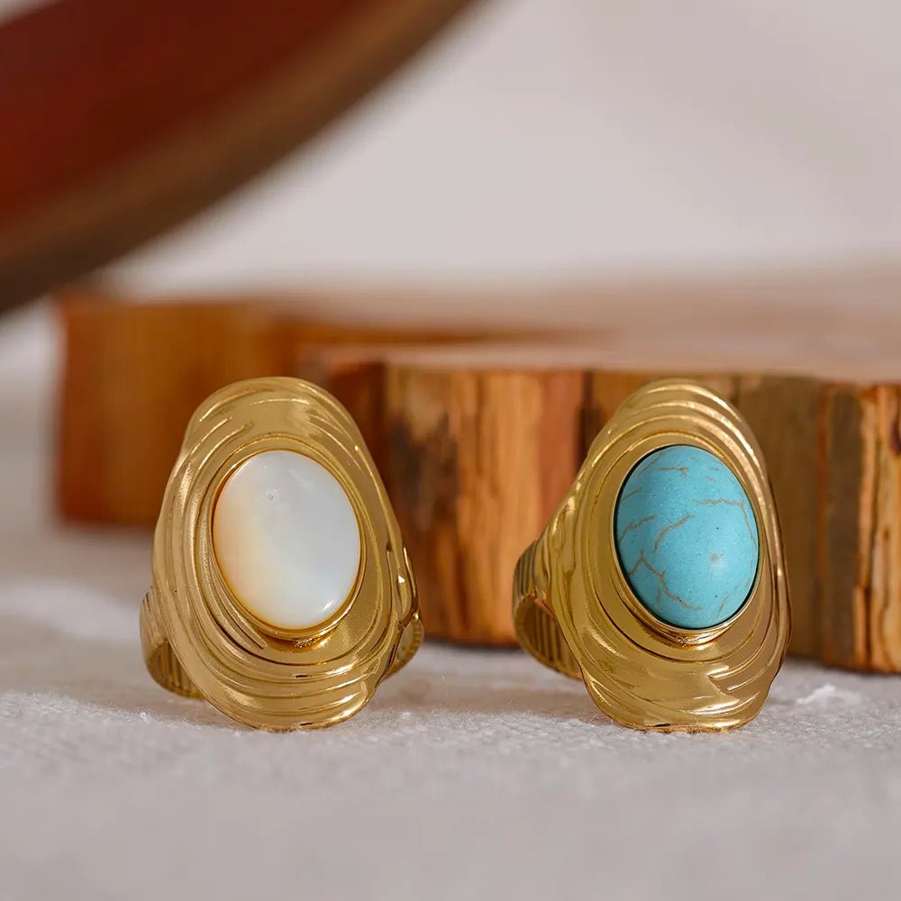 Wee Luxury Bohemian Stylish Adjustable Natural Stone Turquoise Ring