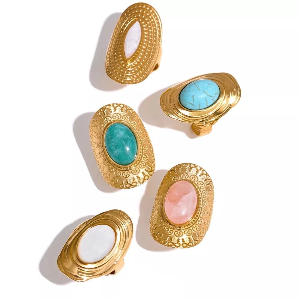 Wee Luxury Bohemian Stylish Adjustable Natural Stone Turquoise Ring