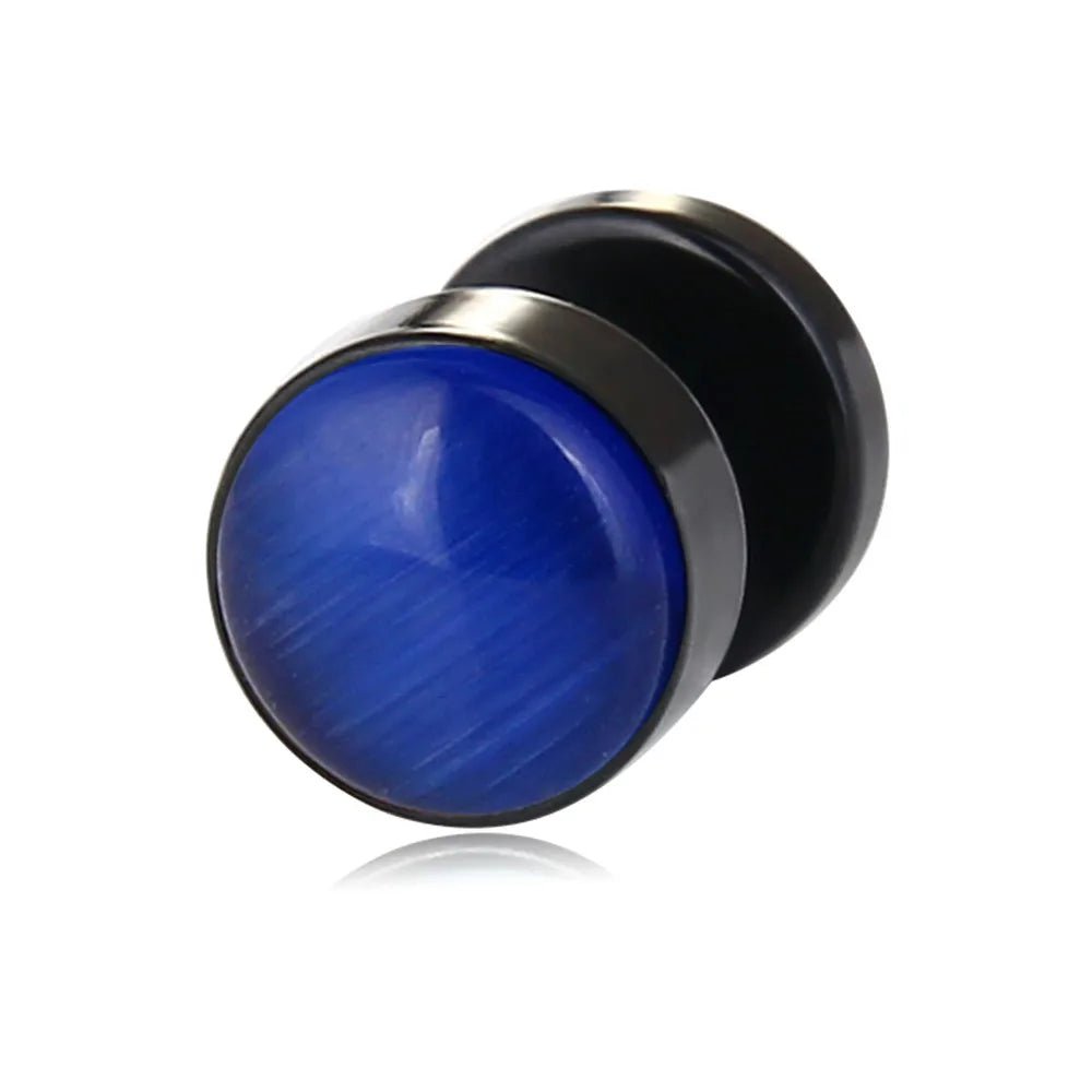 Wee Luxury Dark blue Small Stainless Steel Zircon Stud Earring For Men Dumbbell