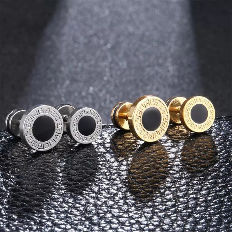 Wee Luxury Design Stainless Steel Black Stone Face Stud Earring Jewelry