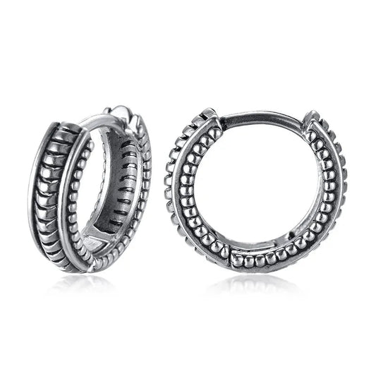 Wee Luxury EH-319GR  1 Pair Stainless Steel Rock Punk Huggie Earrings For Men