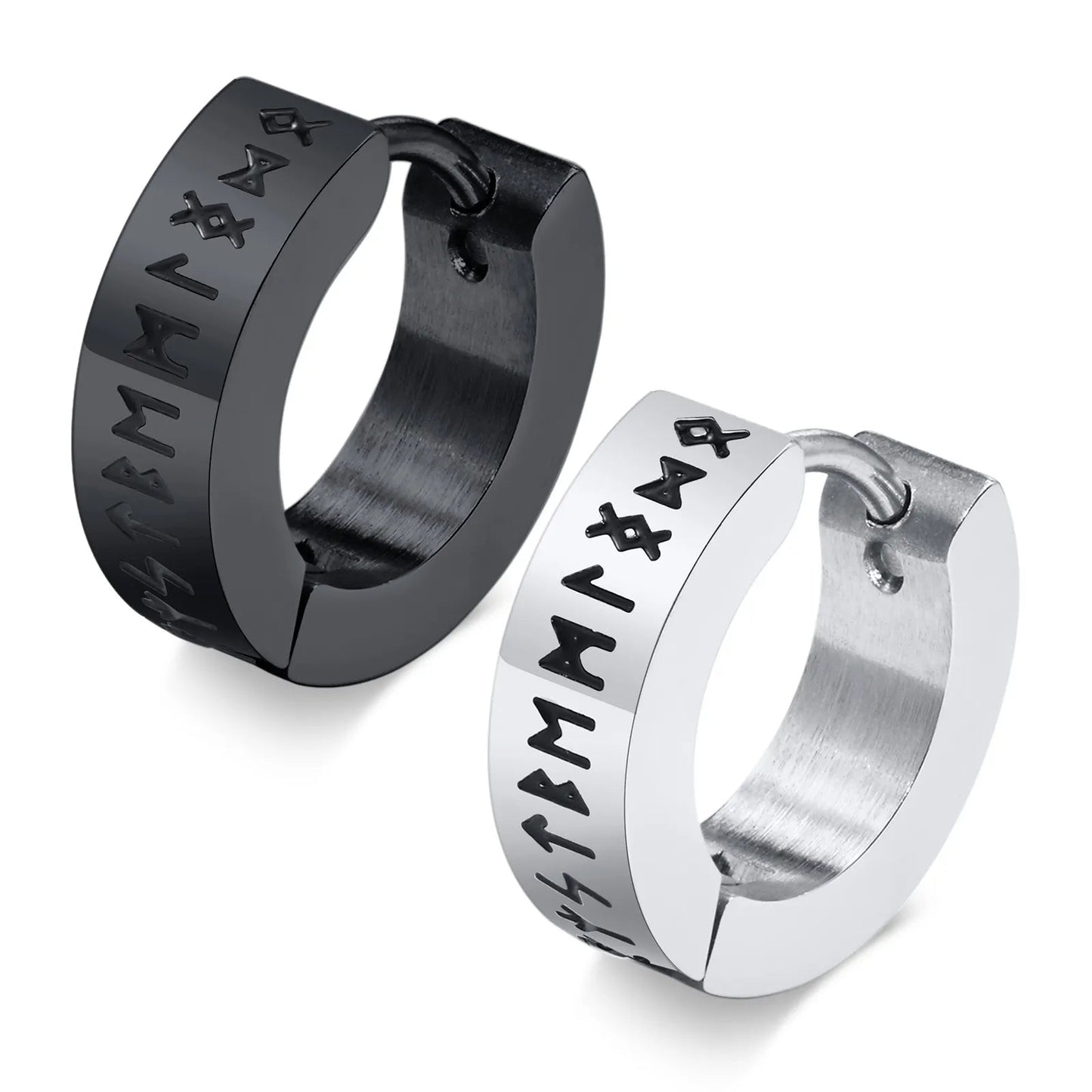 Wee Luxury EH-432SB02 1 Pair Stainless Steel Rock Punk Huggie Earrings For Men