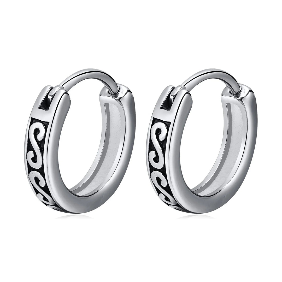 Wee Luxury EH-498S02 1 Pair Stainless Steel Rock Punk Huggie Earrings For Men