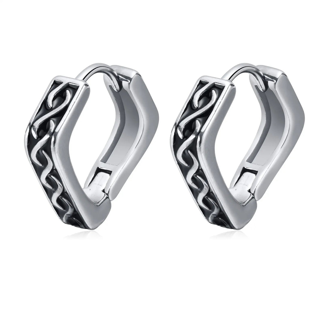 Wee Luxury EH-499S02 1 Pair Stainless Steel Rock Punk Huggie Earrings For Men
