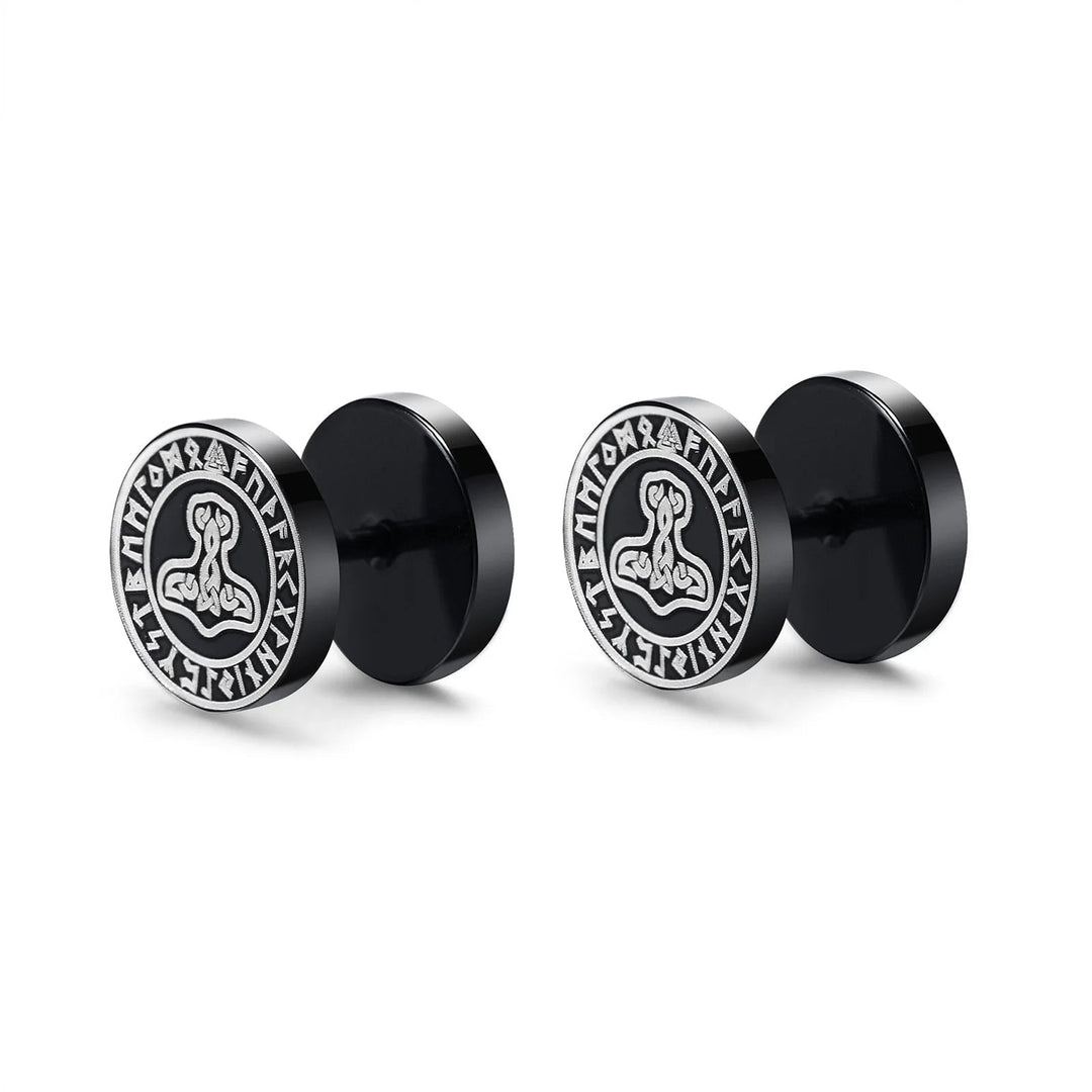 Wee Luxury ES-374B01 1 Pair Gothic Norse Viking Runes Stud Earrings For Men