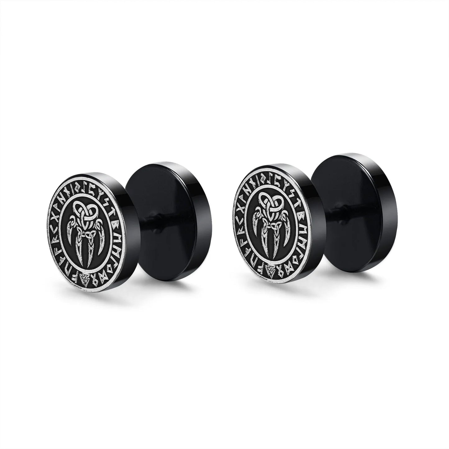 Wee Luxury ES-374B02 1 Pair Gothic Norse Viking Runes Stud Earrings For Men