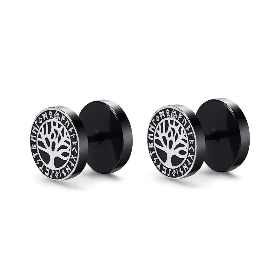 Wee Luxury ES-374B03 1 Pair Gothic Norse Viking Runes Stud Earrings For Men